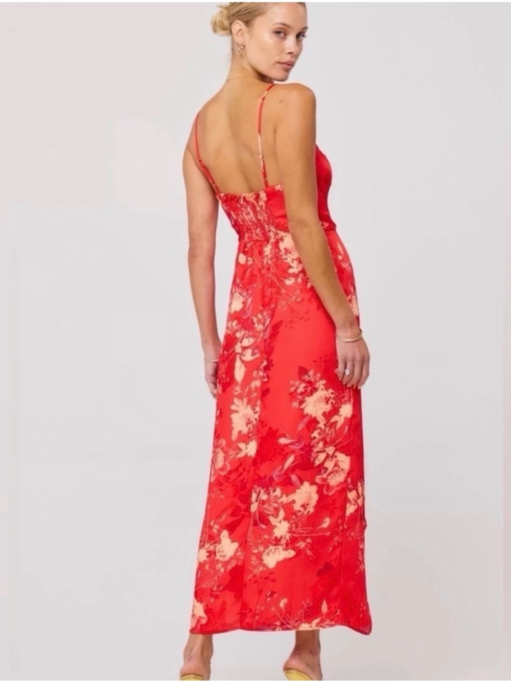 RESA Midi Dress in Blossom with front tie - Women's Elegant Summer Dress